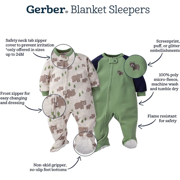 Gerber Baby Boys' 2-Pack Blanket Sleeper & 1 Child of Mine by Carters SZ 18M EUC - Picture 7 of 10